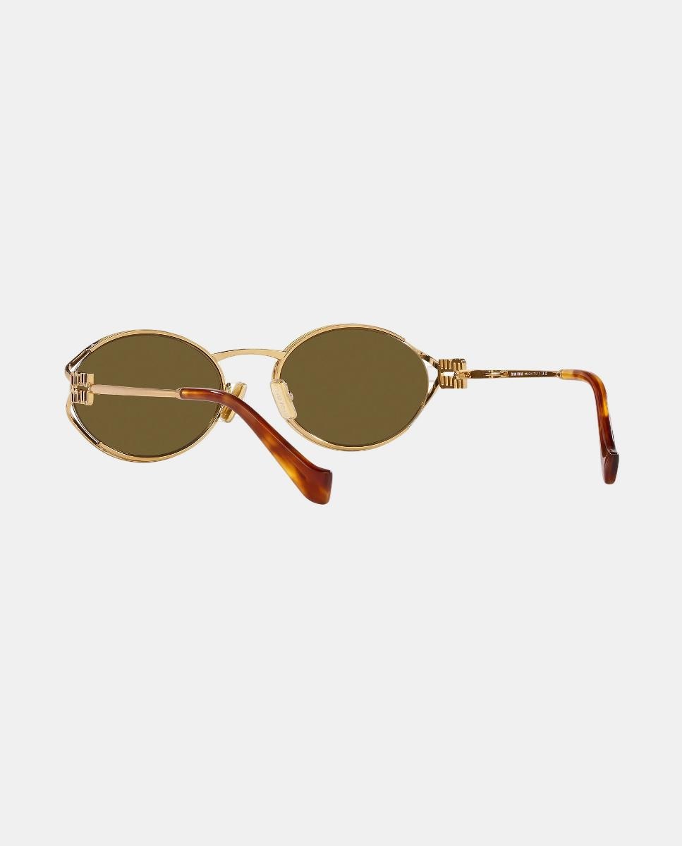Gafas de sol MU 52YS de mujer ovalada en metal - Miu Miu - Marrón Marrón-14