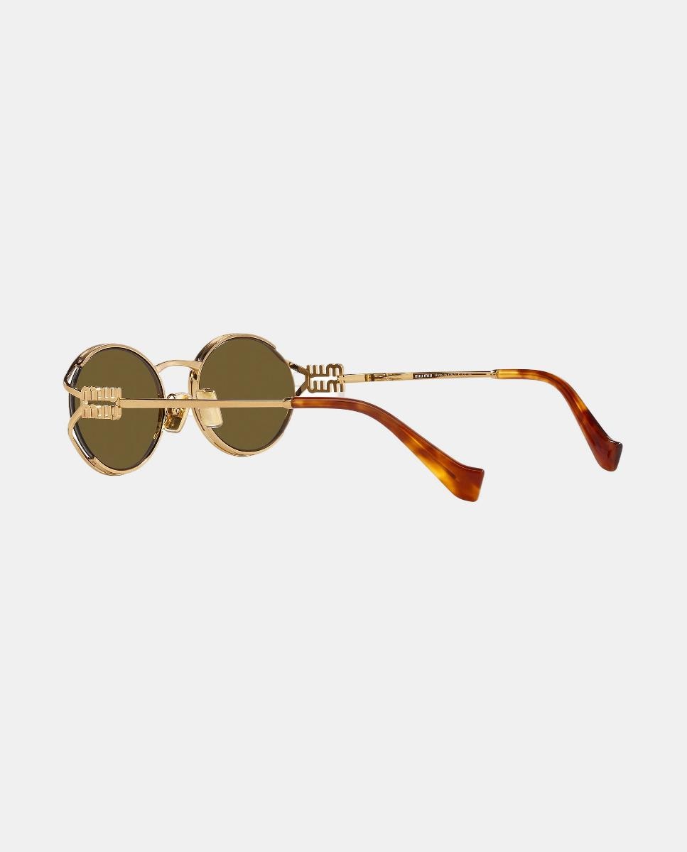 Gafas de sol MU 52YS de mujer ovalada en metal - Miu Miu - Marrón Marrón-15