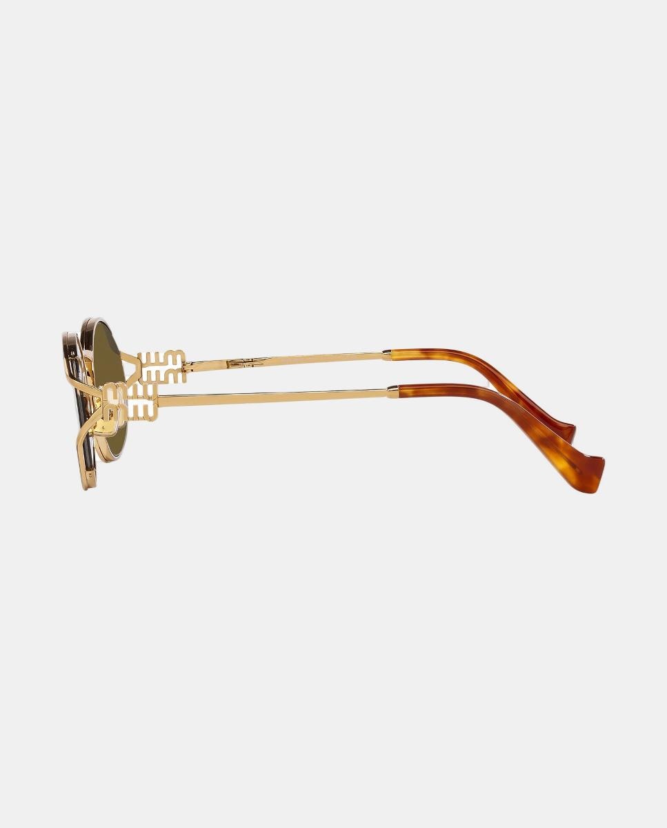 Gafas de sol MU 52YS de mujer ovalada en metal - Miu Miu - Marrón Marrón-16
