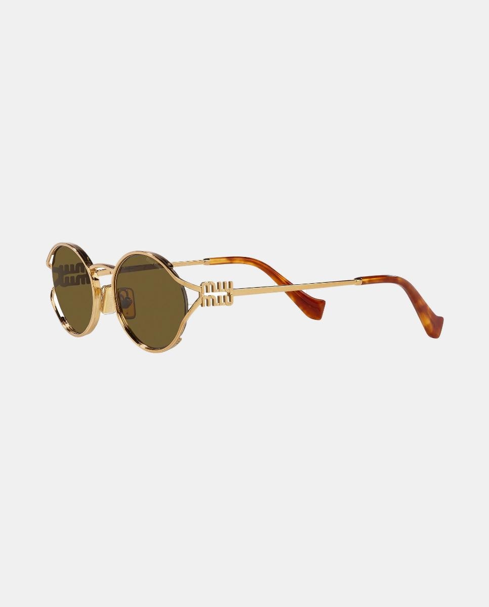 Gafas de sol MU 52YS de mujer ovalada en metal - Miu Miu - Marrón Marrón-17