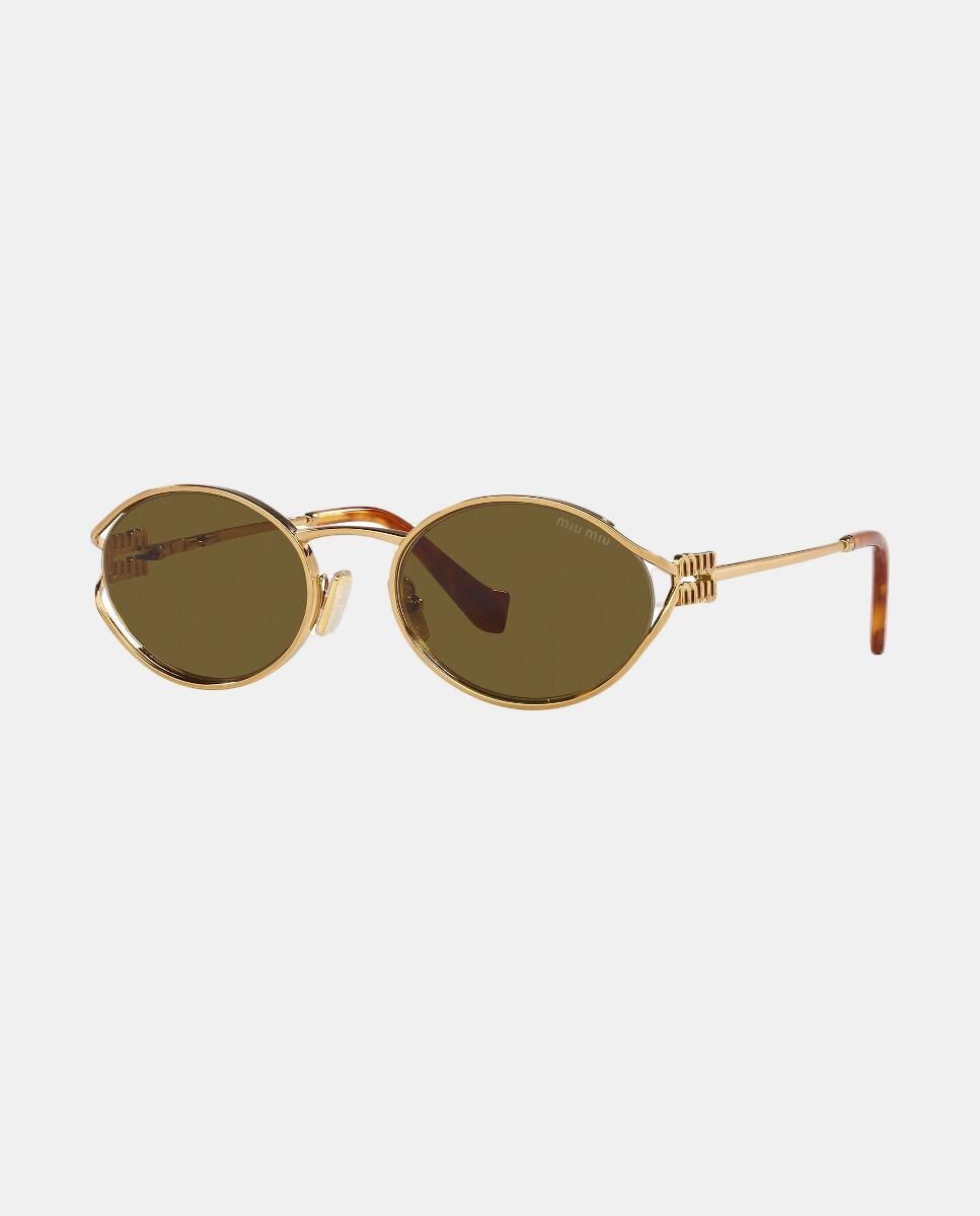 Gafas de sol MU 52YS de mujer ovalada en metal - Miu Miu - Marrón Marrón-18