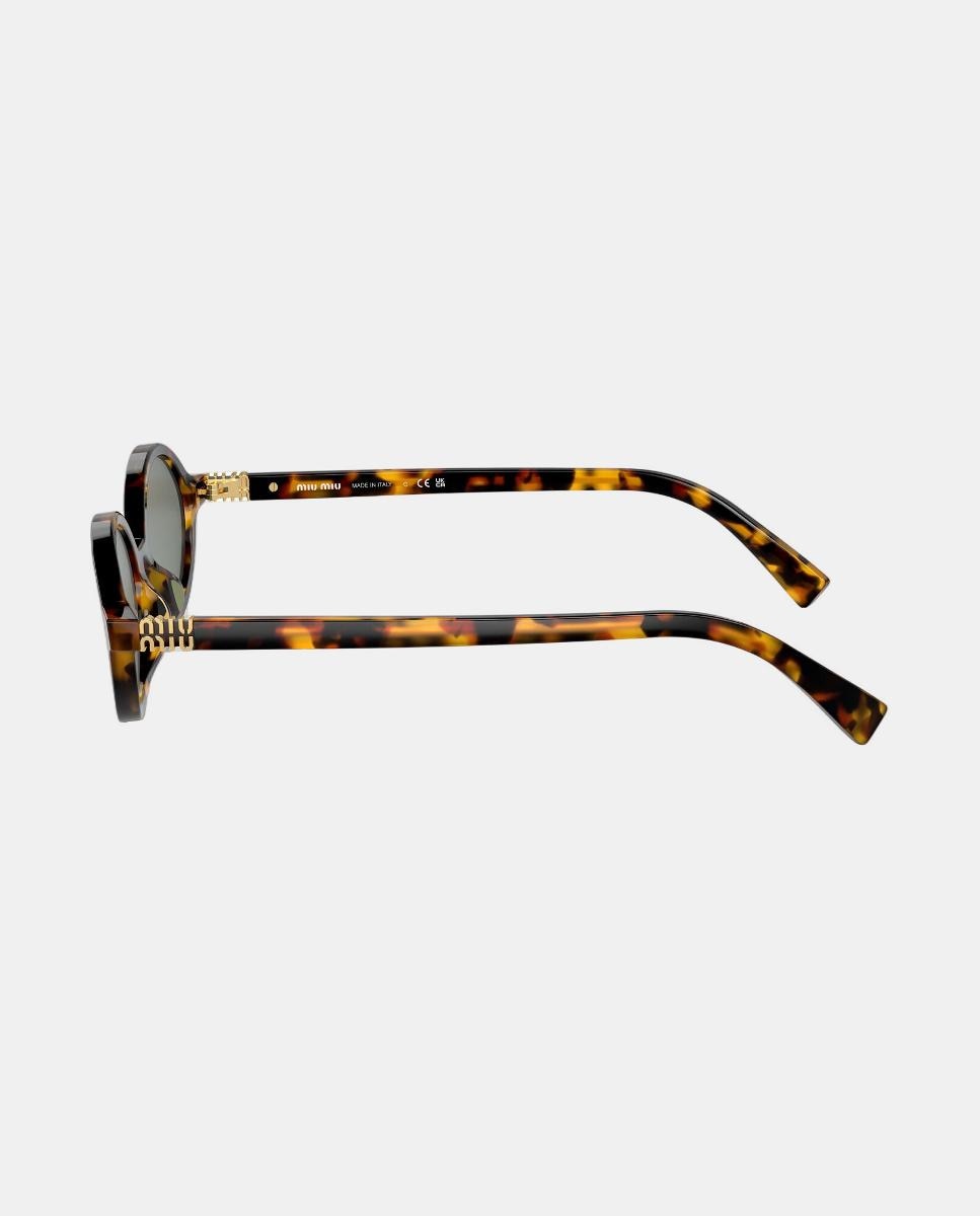 Gafas de sol MU4ZS de mujer ovalada en acetato con lente espejada - Miu Miu - Marrón Marrón-3