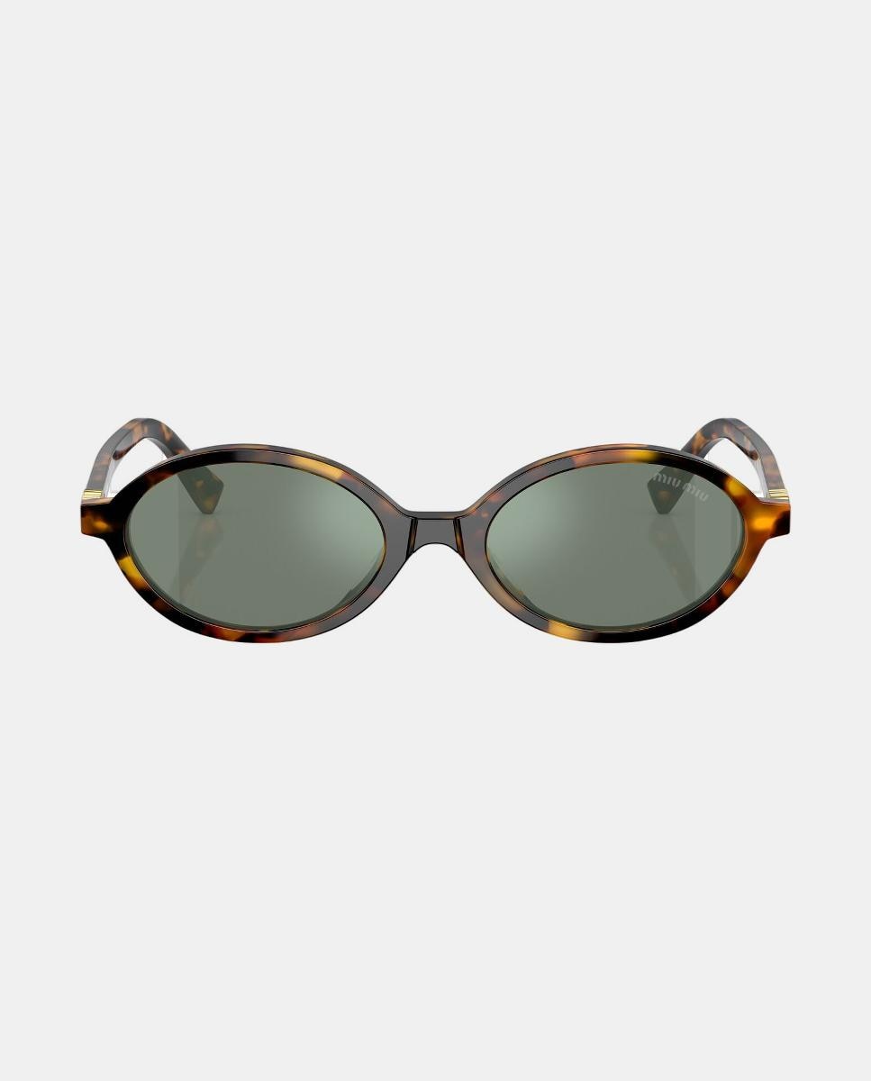 Gafas de sol MU4ZS de mujer ovalada en acetato con lente espejada - Miu Miu - Marrón Marrón-4