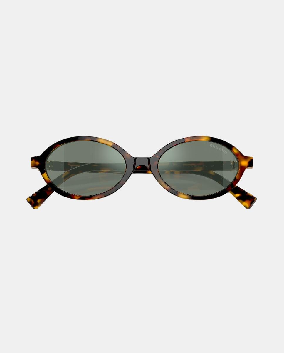 Gafas de sol MU4ZS de mujer ovalada en acetato con lente espejada - Miu Miu - Marrón Marrón-5