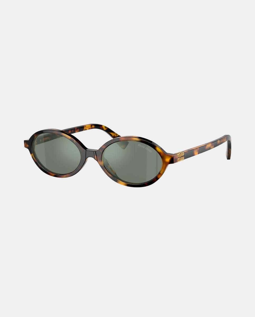Gafas de sol MU4ZS de mujer ovalada en acetato con lente espejada - Miu Miu - Marrón Marrón-7