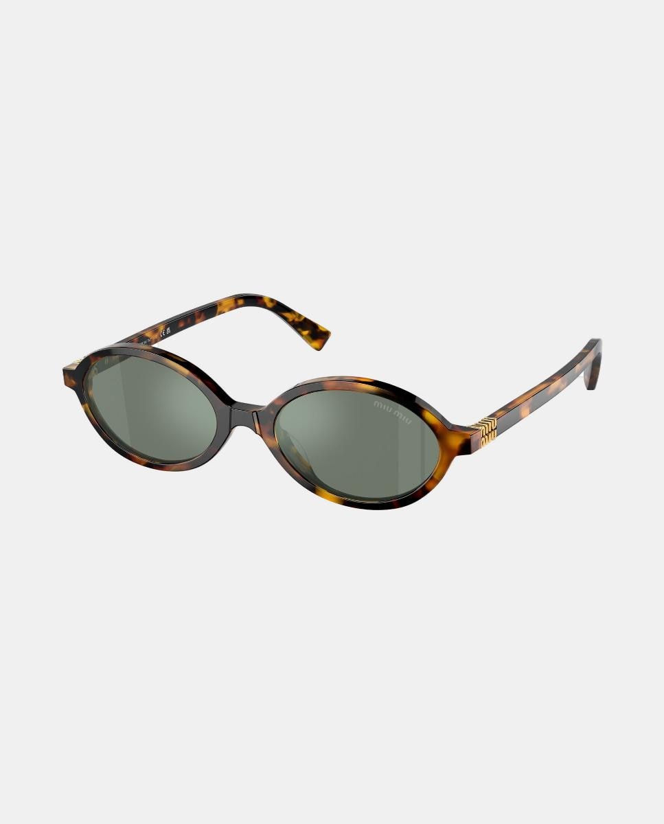 Gafas de sol MU4ZS de mujer ovalada en acetato con lente espejada - Miu Miu - Marrón Marrón-8