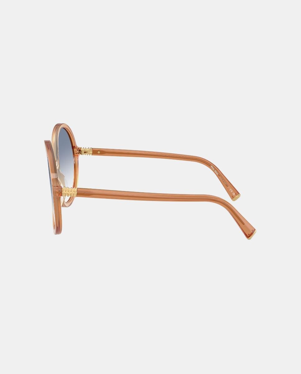 Gafas de sol MU B02S de mujer redonda en acetato con lente degradada - Miu Miu - Beige Beige-3