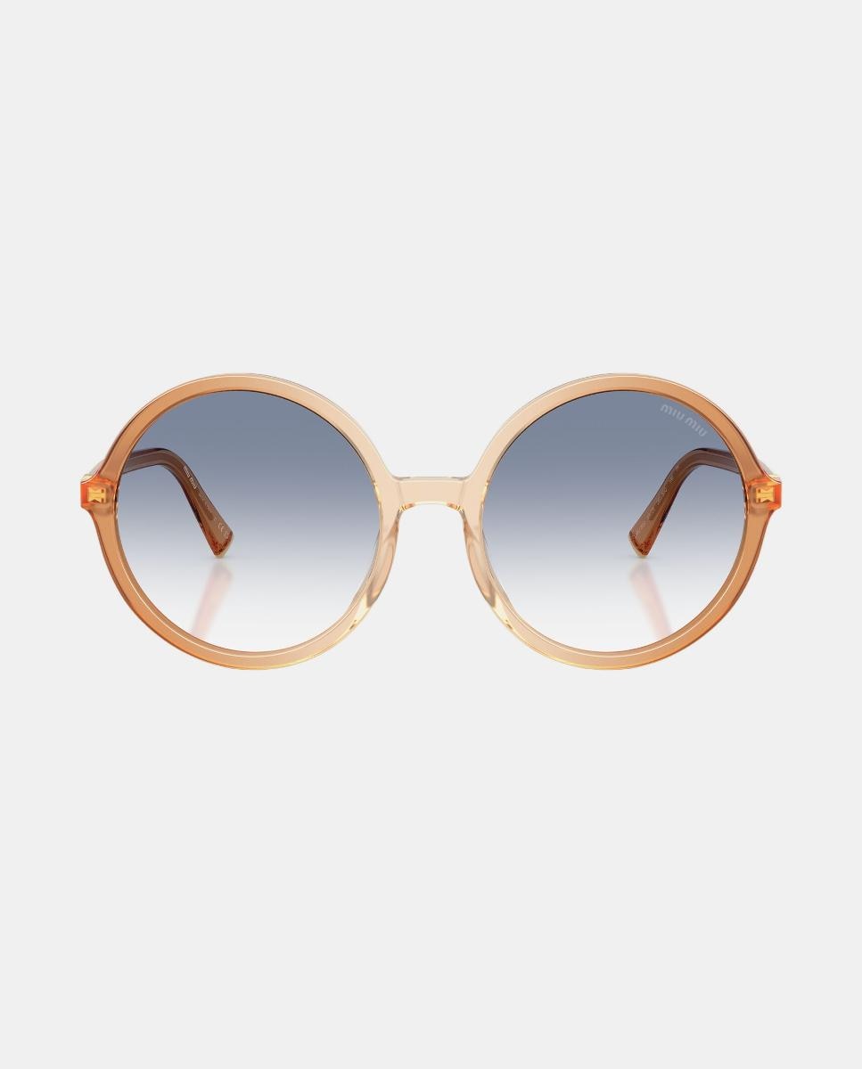 Gafas de sol MU B02S de mujer redonda en acetato con lente degradada - Miu Miu - Beige Beige-4