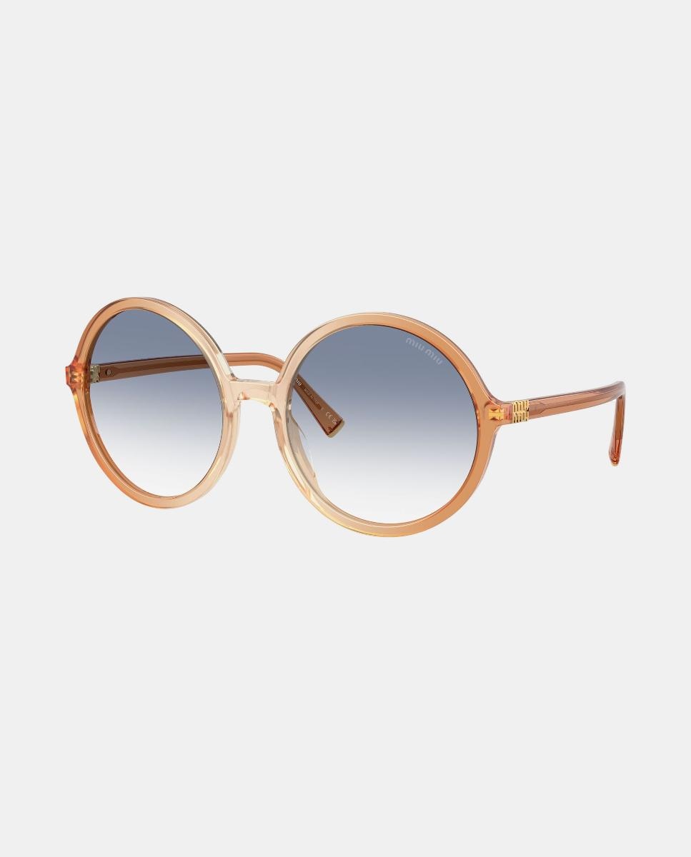 Gafas de sol MU B02S de mujer redonda en acetato con lente degradada - Miu Miu - Beige Beige-7