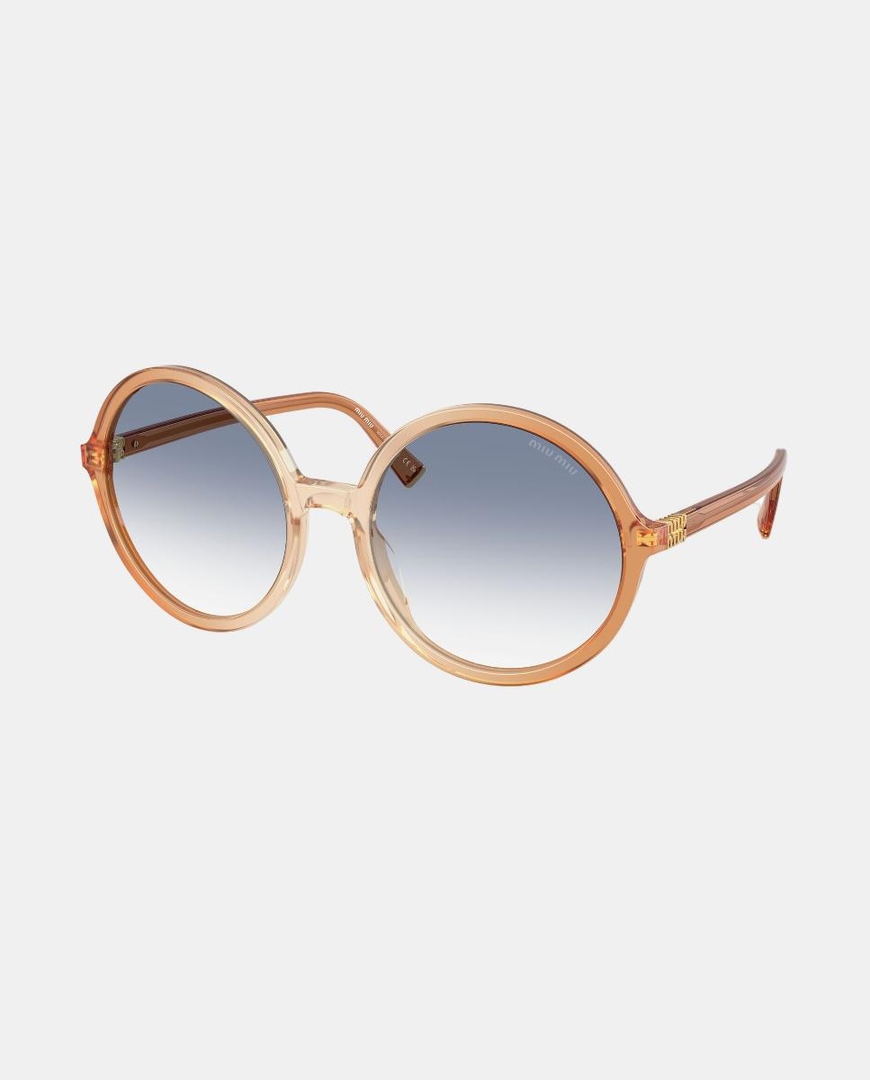 Gafas de sol MU B02S de mujer redonda en acetato con lente degradada - Miu Miu - Beige Beige-8