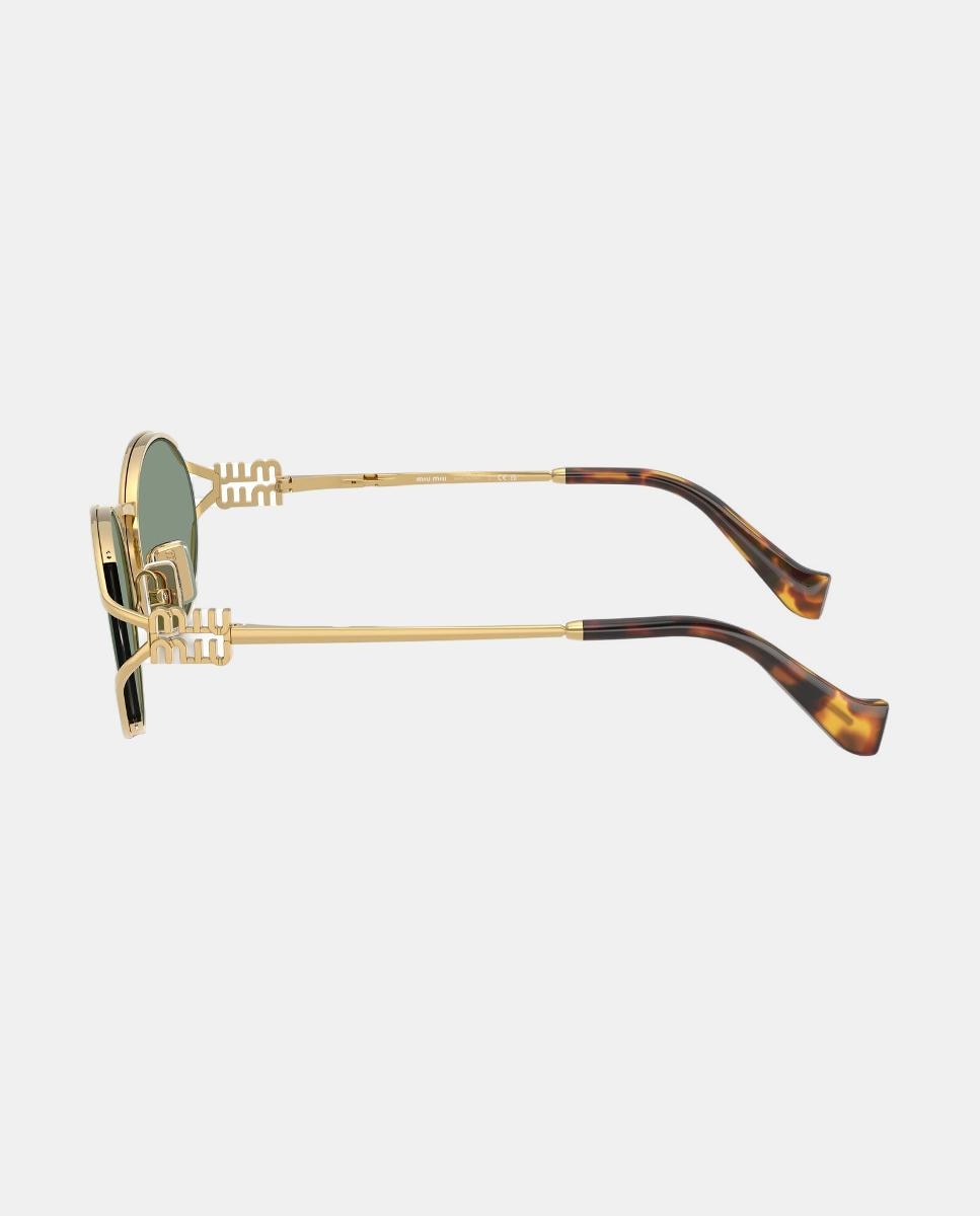 Gafas de sol MU 52YS de mujer ovalada en metal con lente espejada - Miu Miu - Oro Oro-3