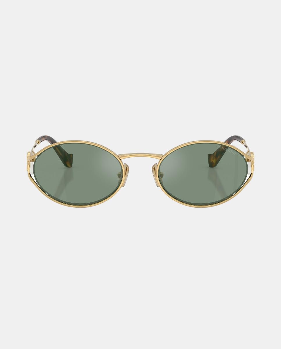 Gafas de sol MU 52YS de mujer ovalada en metal con lente espejada - Miu Miu - Oro Oro-4
