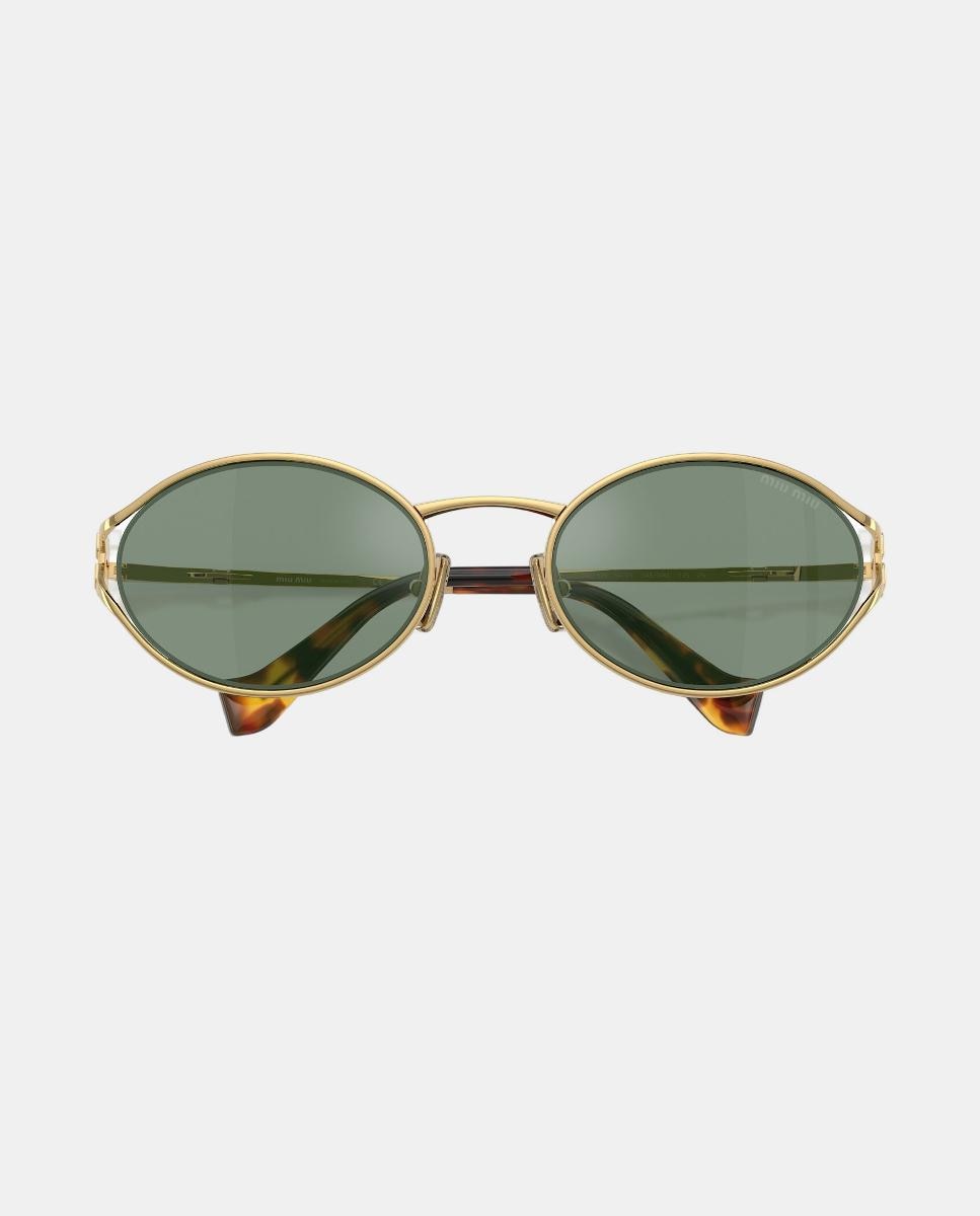 Gafas de sol MU 52YS de mujer ovalada en metal con lente espejada - Miu Miu - Oro Oro-5