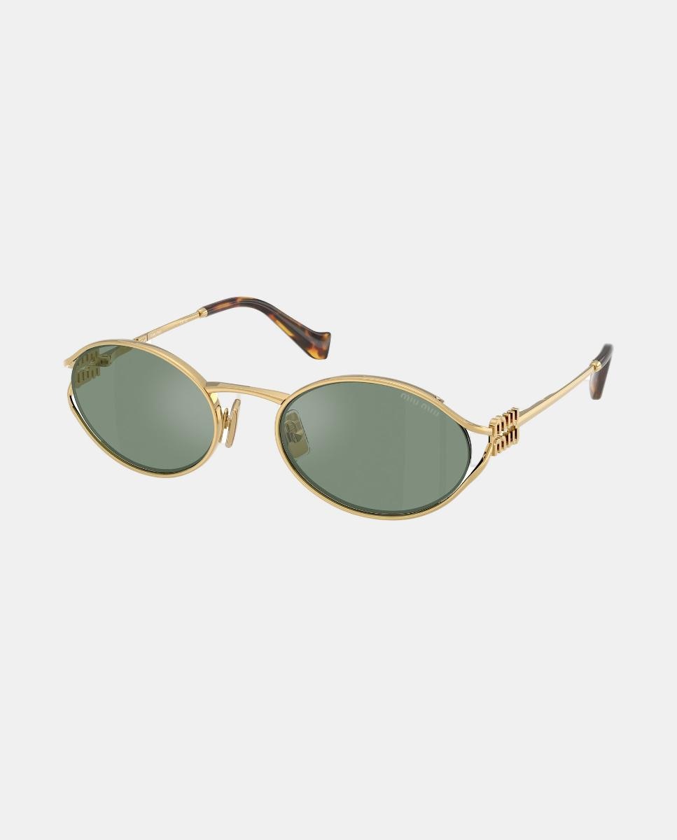 Gafas de sol MU 52YS de mujer ovalada en metal con lente espejada - Miu Miu - Oro Oro-8