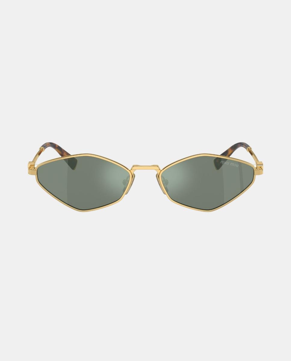 Gafas de sol MU 56ZS de mujer geométrica en metal con lente espejada - Miu Miu - Oro Oro-1