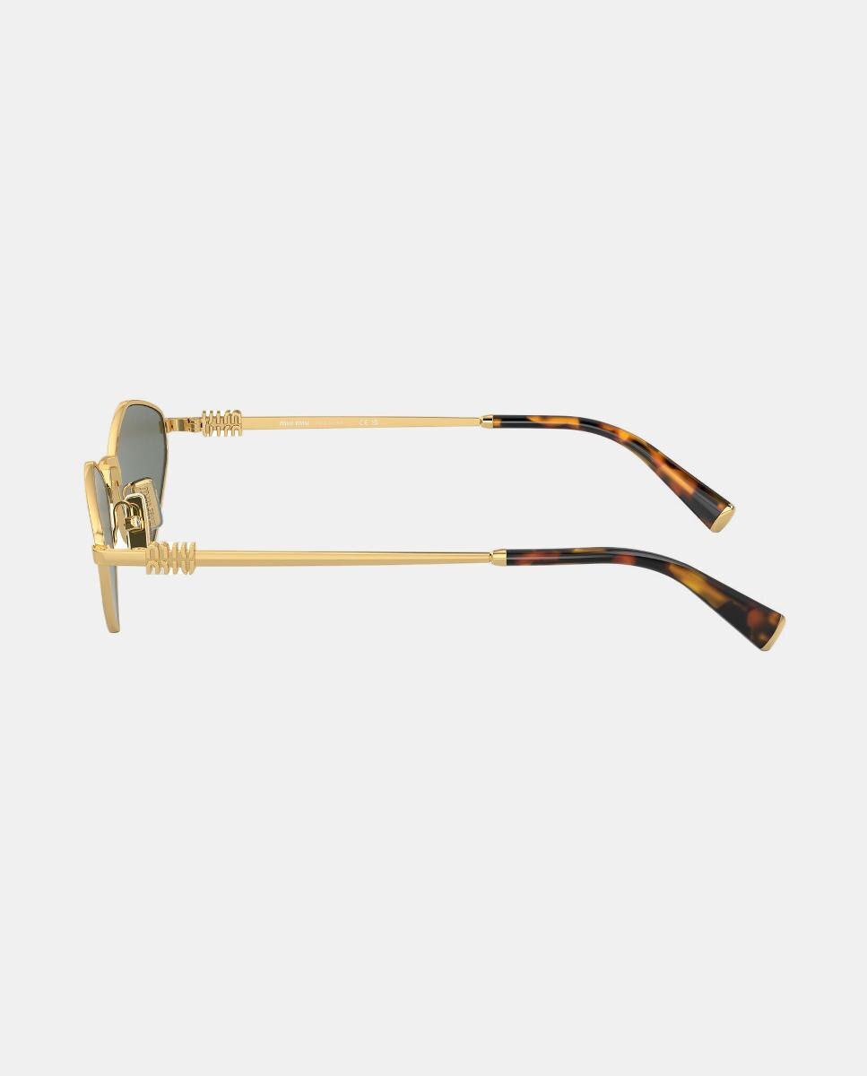 Gafas de sol MU 56ZS de mujer geométrica en metal con lente espejada - Miu Miu - Oro Oro-3