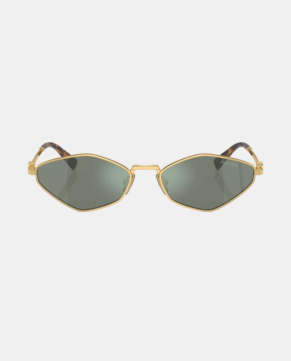 Gafas de sol MU 56ZS de mujer geométrica en metal con lente espejada - Miu Miu - Oro Oro-4