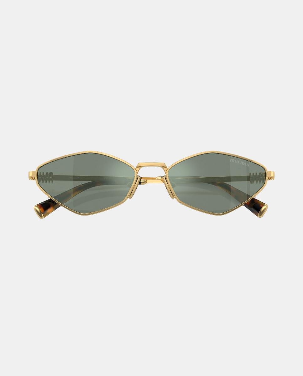 Gafas de sol MU 56ZS de mujer geométrica en metal con lente espejada - Miu Miu - Oro Oro-5