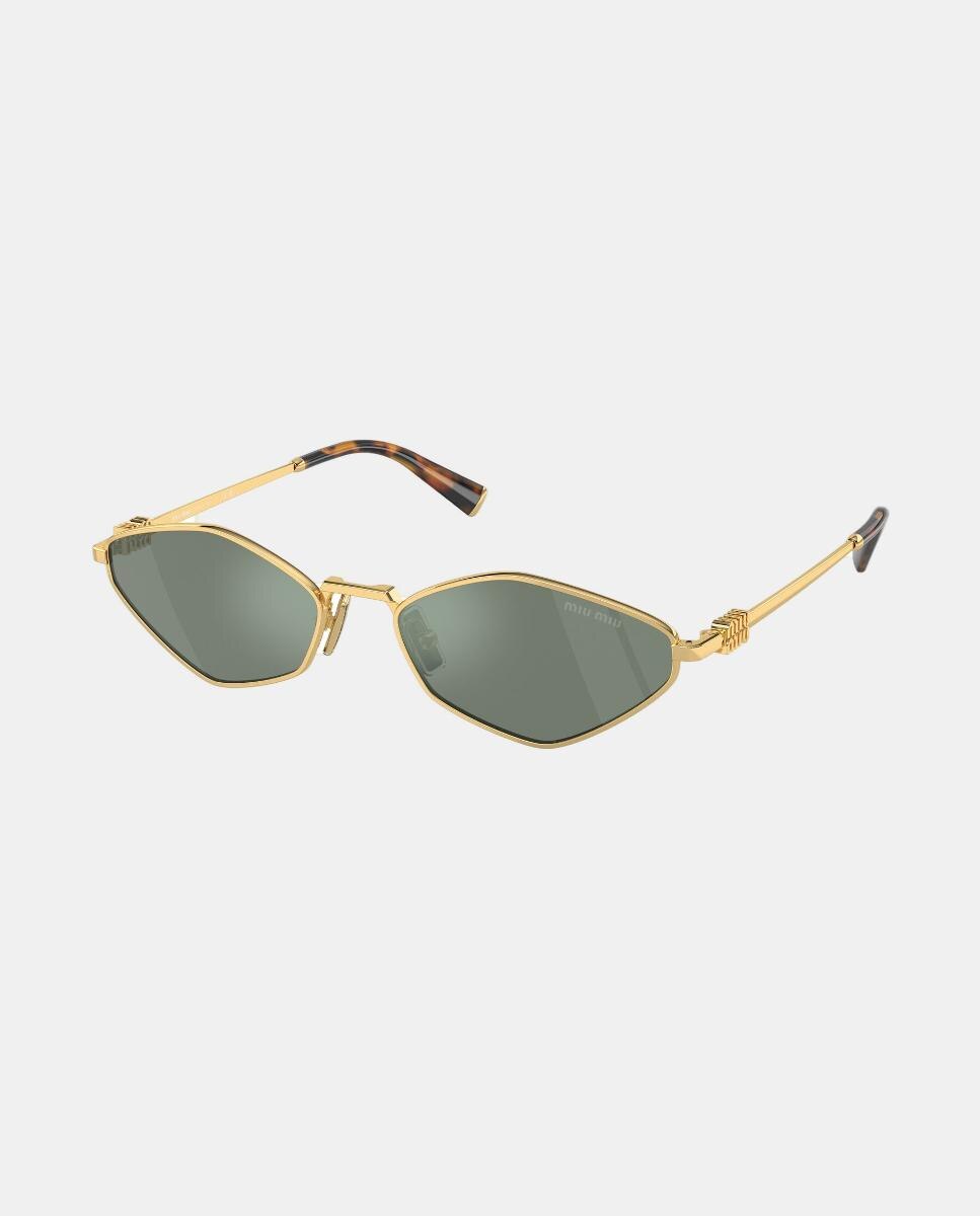 Gafas de sol MU 56ZS de mujer geométrica en metal con lente espejada - Miu Miu - Oro Oro-8