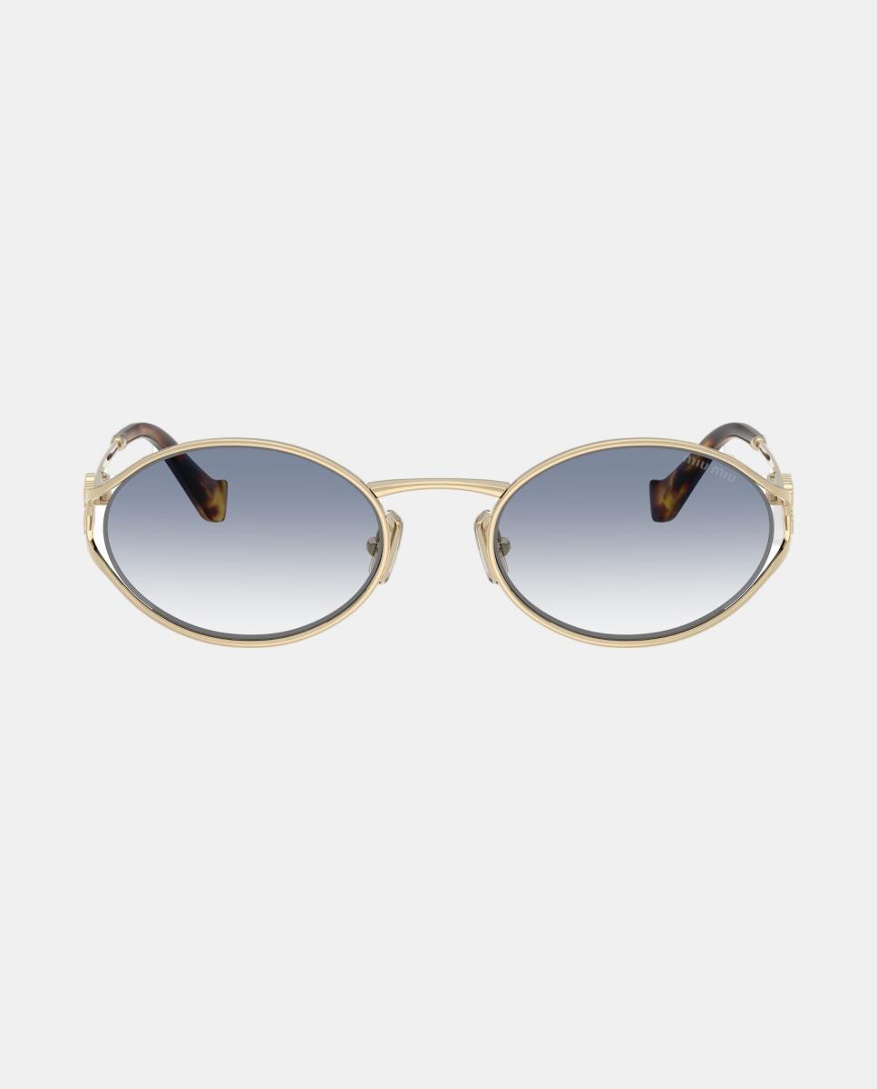 Gafas de sol MU 52YS de mujer ovalada en metal con lente degradada - Miu Miu - Oro Oro-1