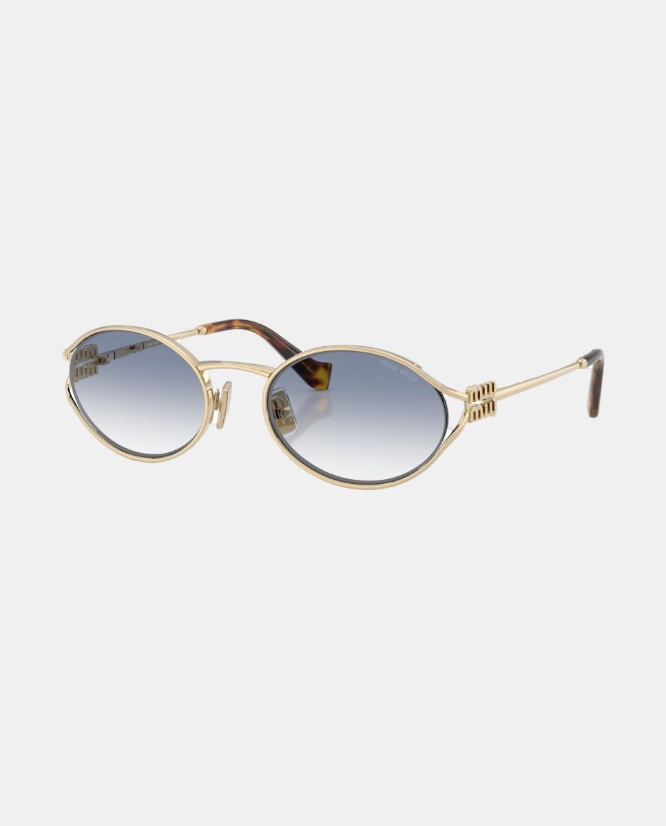 Gafas de sol MU 52YS de mujer ovalada en metal con lente degradada - Miu Miu - Oro Oro-2