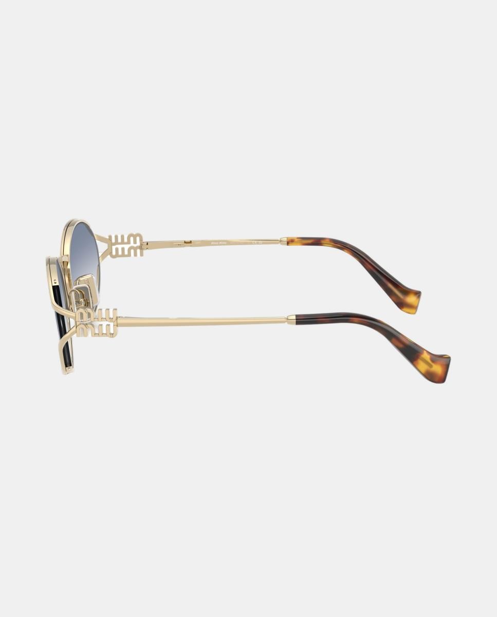 Gafas de sol MU 52YS de mujer ovalada en metal con lente degradada - Miu Miu - Oro Oro-3