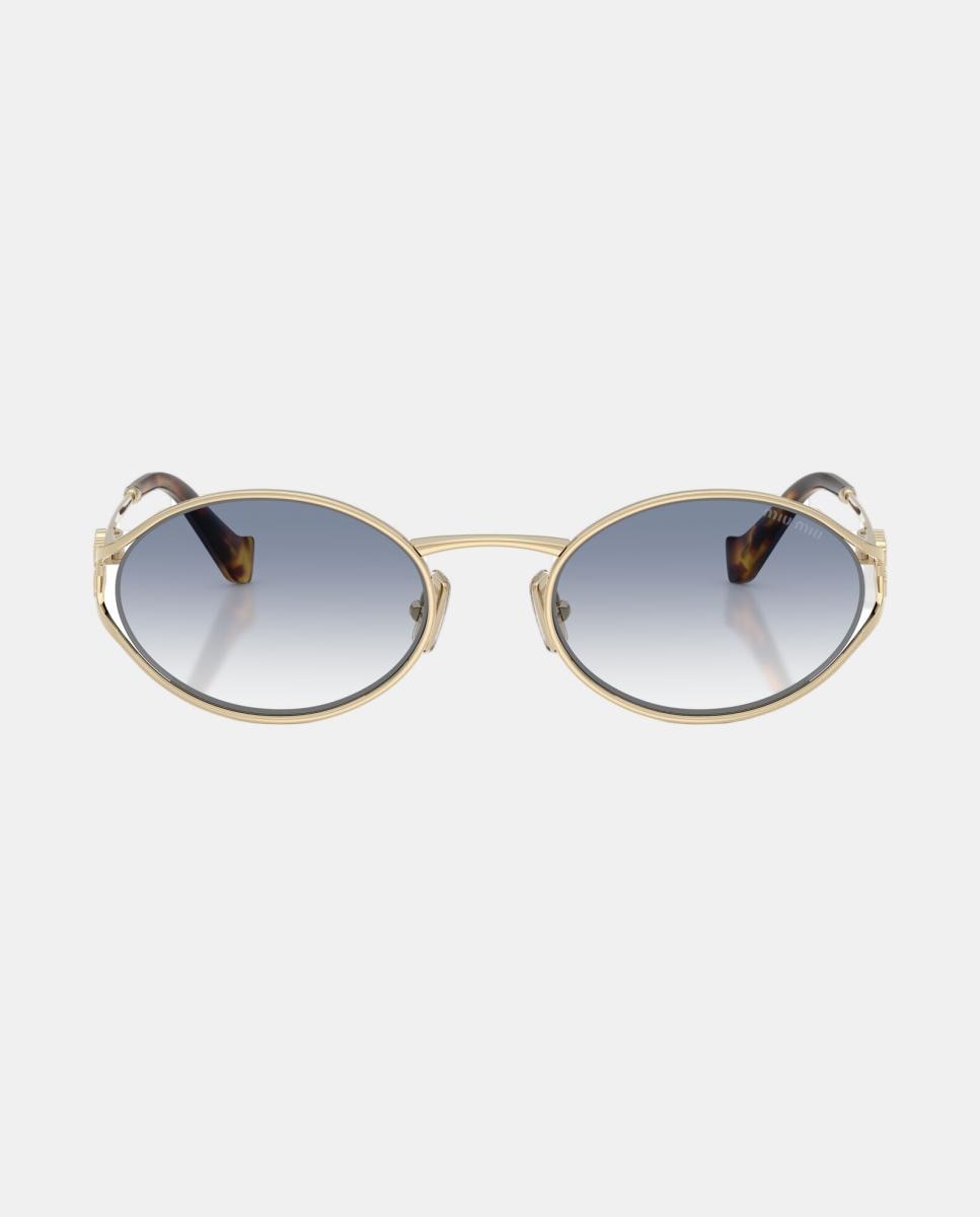 Gafas de sol MU 52YS de mujer ovalada en metal con lente degradada - Miu Miu - Oro Oro-4