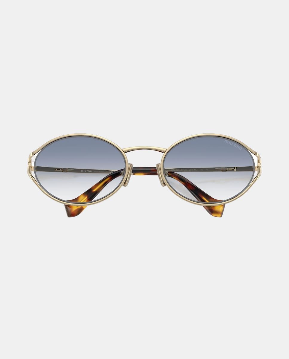 Gafas de sol MU 52YS de mujer ovalada en metal con lente degradada - Miu Miu - Oro Oro-5