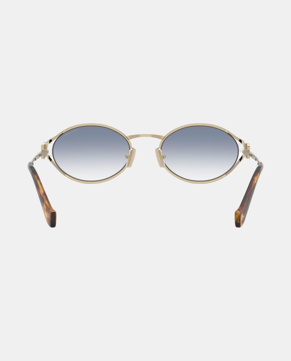 Gafas de sol MU 52YS de mujer ovalada en metal con lente degradada - Miu Miu - Oro Oro-6
