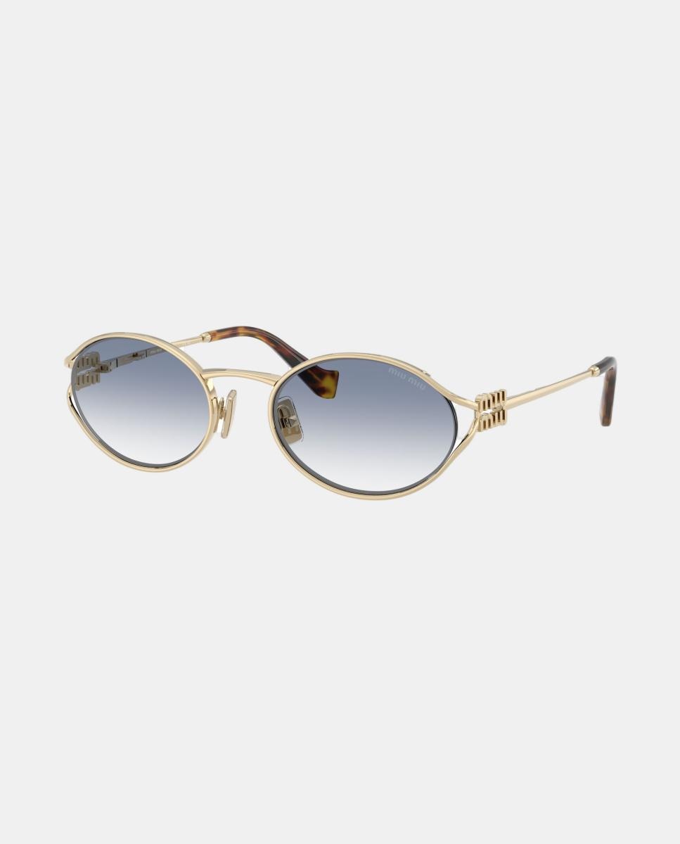 Gafas de sol MU 52YS de mujer ovalada en metal con lente degradada - Miu Miu - Oro Oro-7