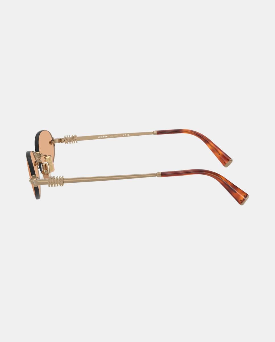 Gafas de sol MU A54S de mujer ovalada en metal - Miu Miu - Oro Oro-3