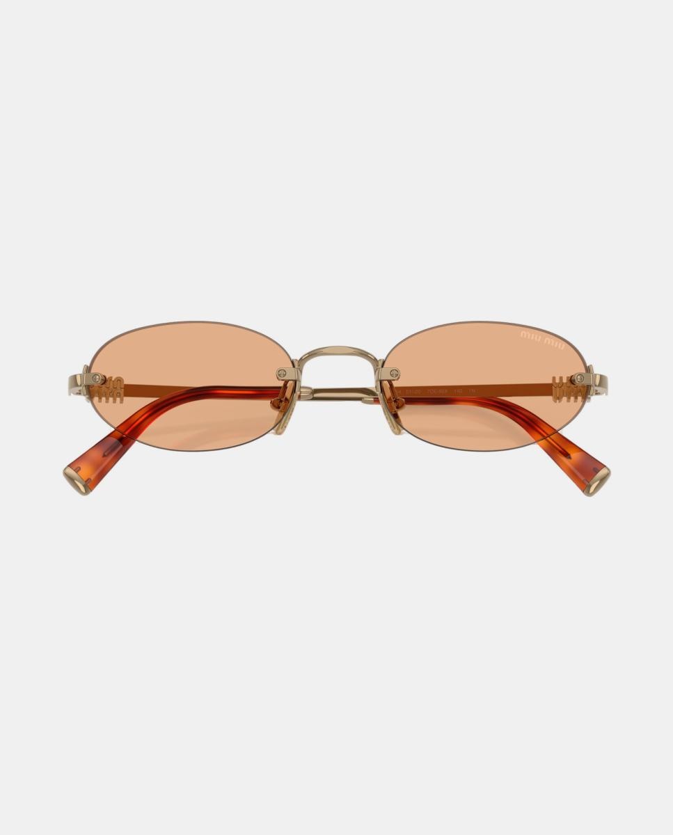 Gafas de sol MU A54S de mujer ovalada en metal - Miu Miu - Oro Oro-5