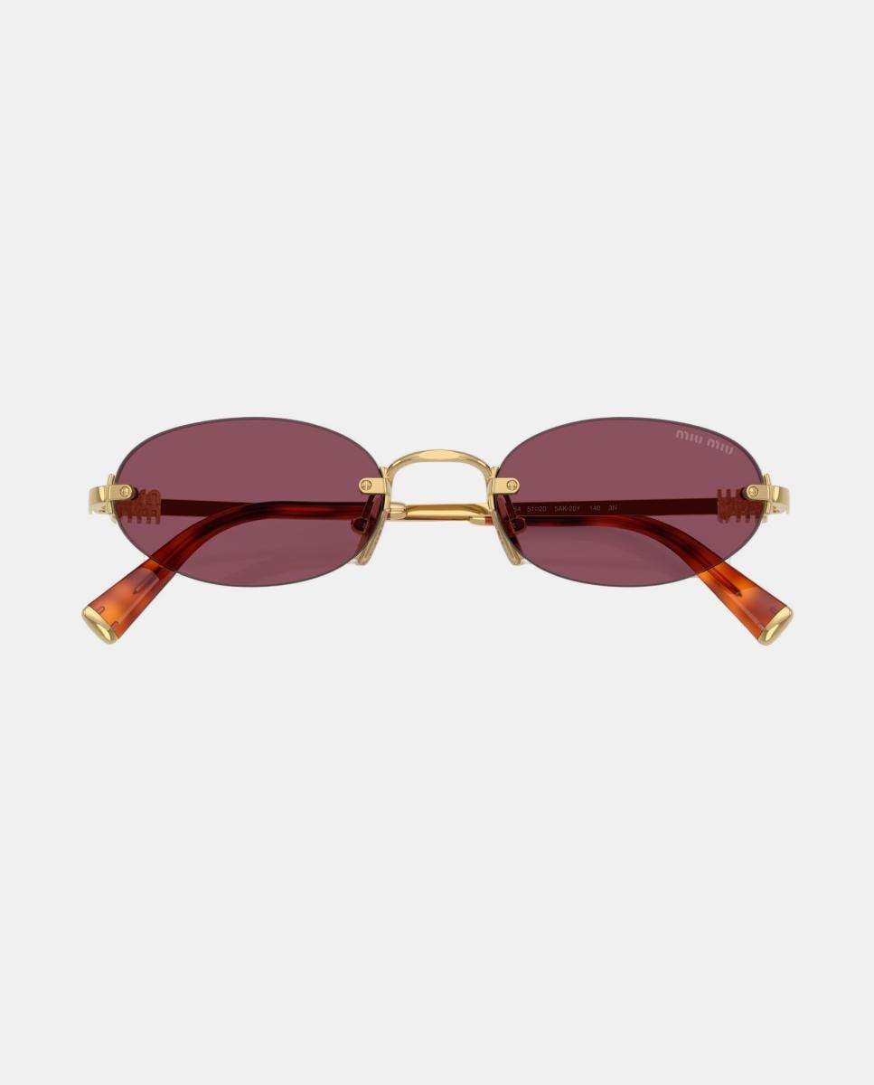 Gafas de sol MU A54S de mujer ovalada en metal - Miu Miu - Oro Oro-5