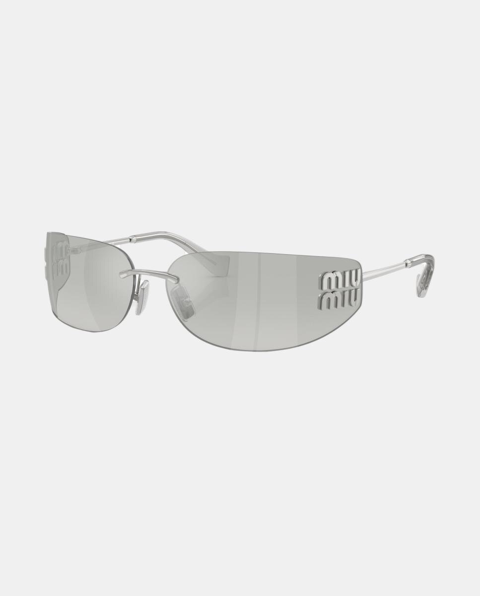 Gafas de sol MU A51S de mujer rectangular en metal con lente degradada - Miu Miu - Plata Plata-2