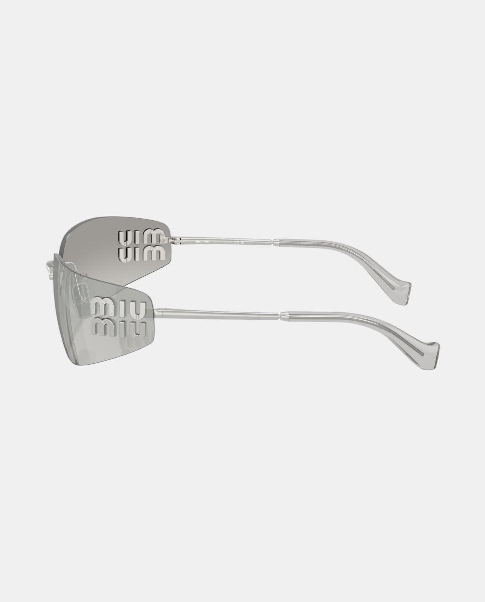 Gafas de sol MU A51S de mujer rectangular en metal con lente degradada - Miu Miu - Plata Plata-3