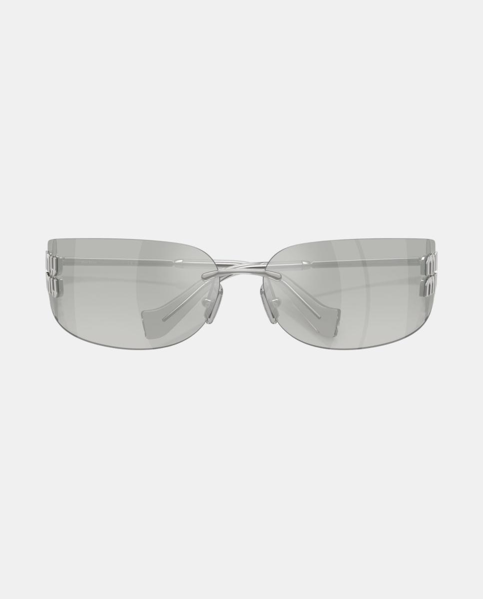 Gafas de sol MU A51S de mujer rectangular en metal con lente degradada - Miu Miu - Plata Plata-5