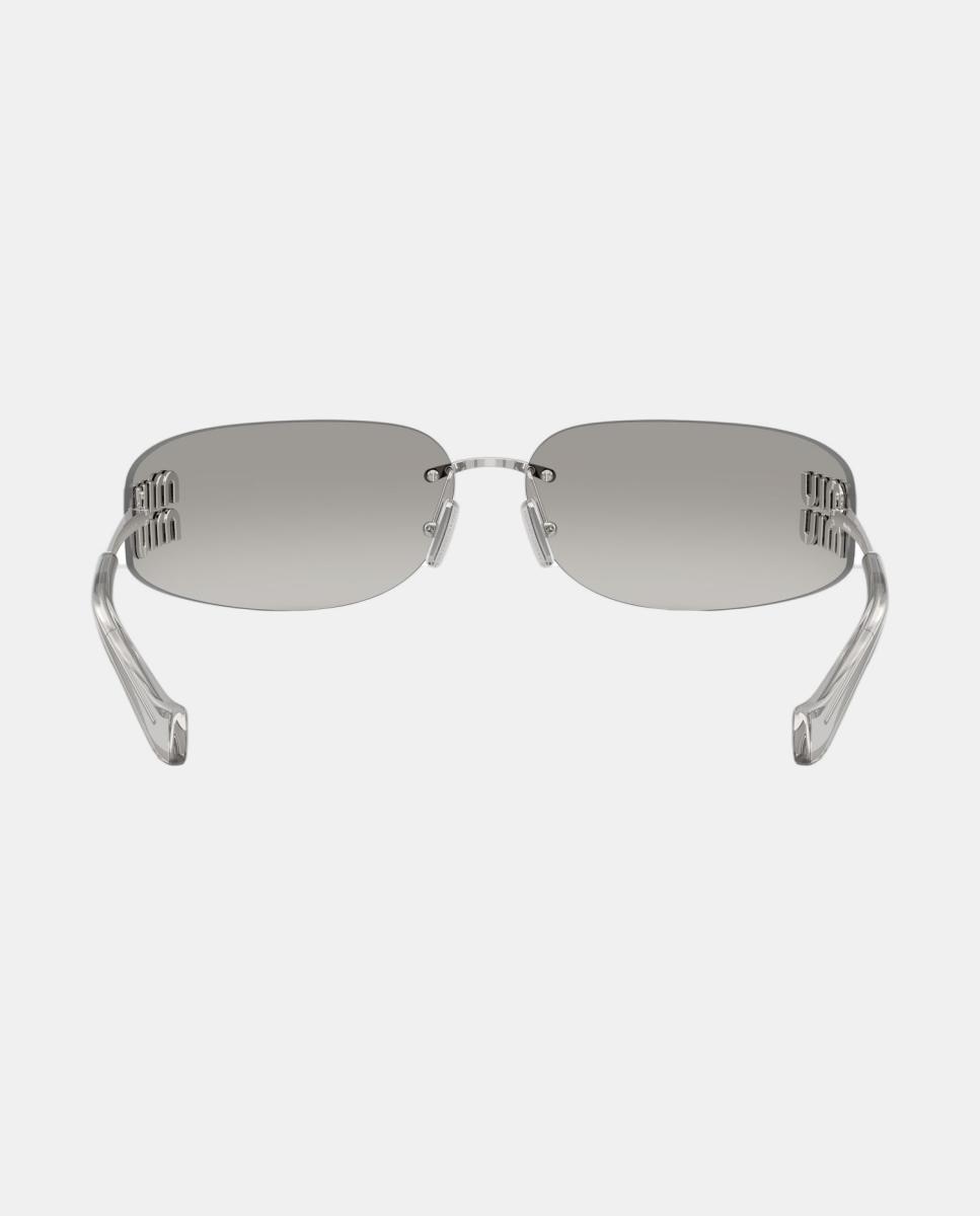 Gafas de sol MU A51S de mujer rectangular en metal con lente degradada - Miu Miu - Plata Plata-6