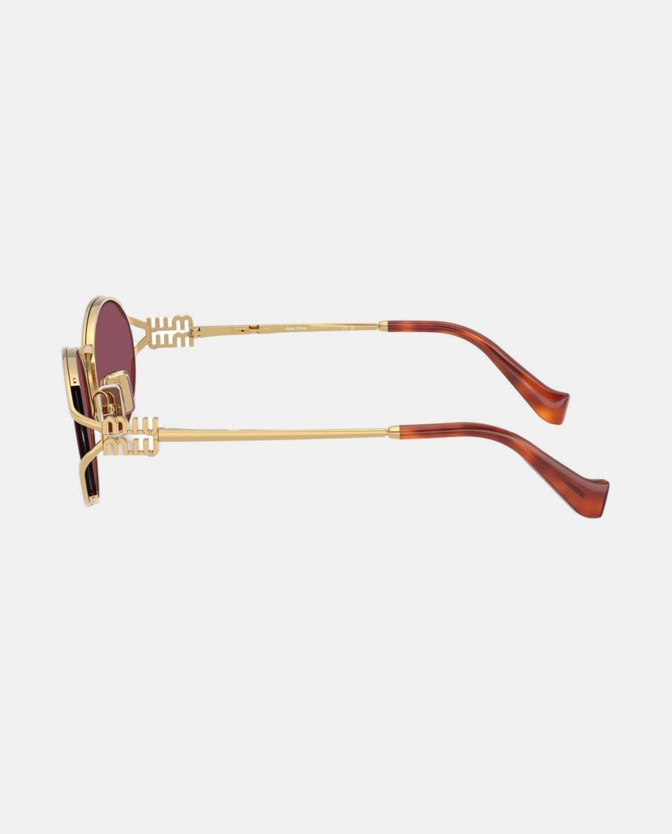 Gafas de sol MU 52YS de mujer ovalada en metal - Miu Miu - Oro Oro-3