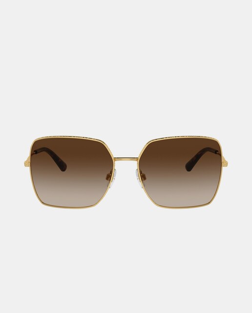 Gafas de sol de mujer cuadradas metalicas con lente degradada en marrón