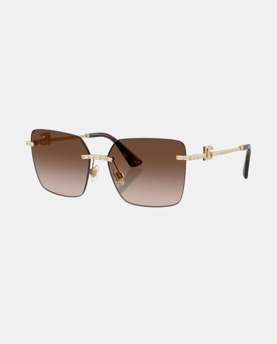 Gafas de sol DG2332B de mujer cuadrada en metal con lente degradada - Dolce & Gabbana - Oro Oro-2