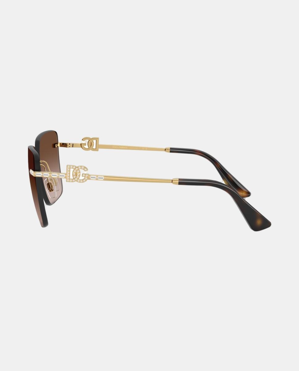Gafas de sol DG2332B de mujer cuadrada en metal con lente degradada - Dolce & Gabbana - Oro Oro-3