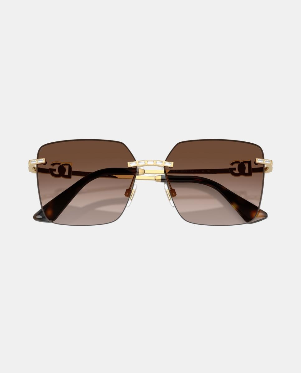 Gafas de sol DG2332B de mujer cuadrada en metal con lente degradada - Dolce & Gabbana - Oro Oro-5