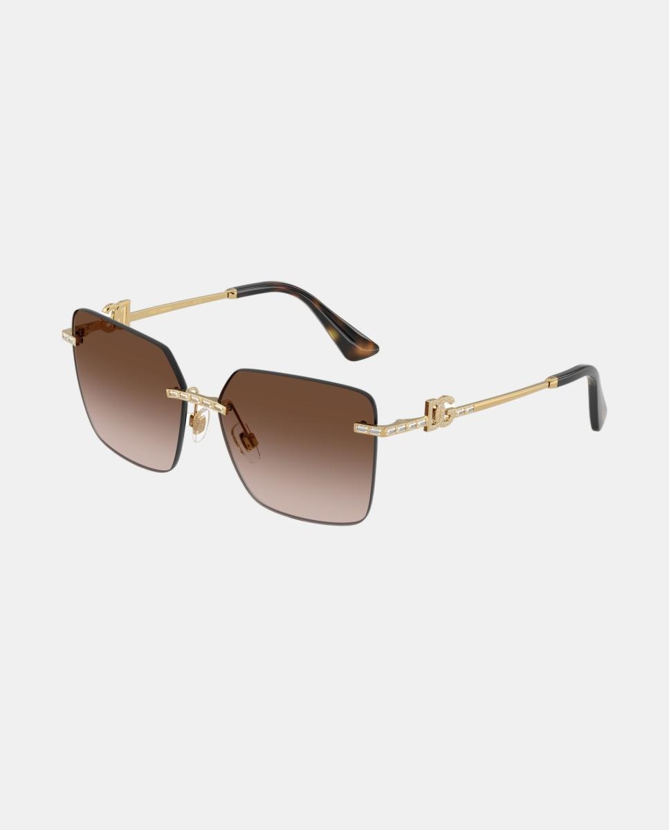 Gafas de sol DG2332B de mujer cuadrada en metal con lente degradada - Dolce & Gabbana - Oro Oro-8