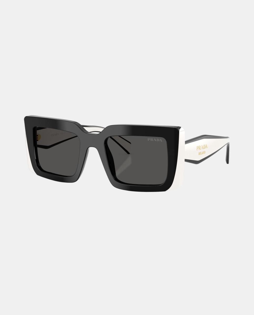 Imagen 2 de Gafas de sol PR D01S de mujer rectangular en acetato - Prada - Negro Negro
