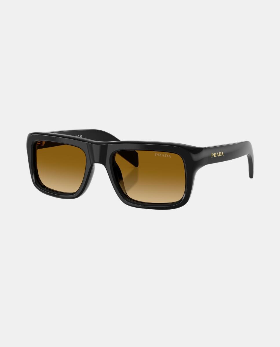 Gafas de sol PR D11S de hombre rectangular en acetato con lente degradada - Prada - Negro Negro-2