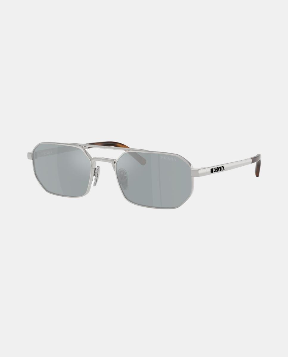 Gafas de sol PR D53S de hombre geométrica en metal con lente espejada - Prada - Plata Plata-7