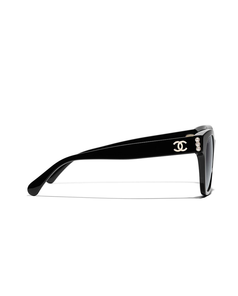 Gafas de sol CH5482H de mujer rectangular en acetato con lente polarizada - CHANEL - Negro Negro-3