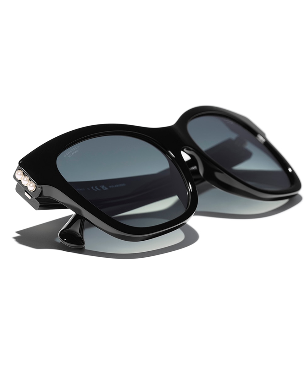 Gafas de sol CH5482H de mujer rectangular en acetato con lente polarizada - CHANEL - Negro Negro-4
