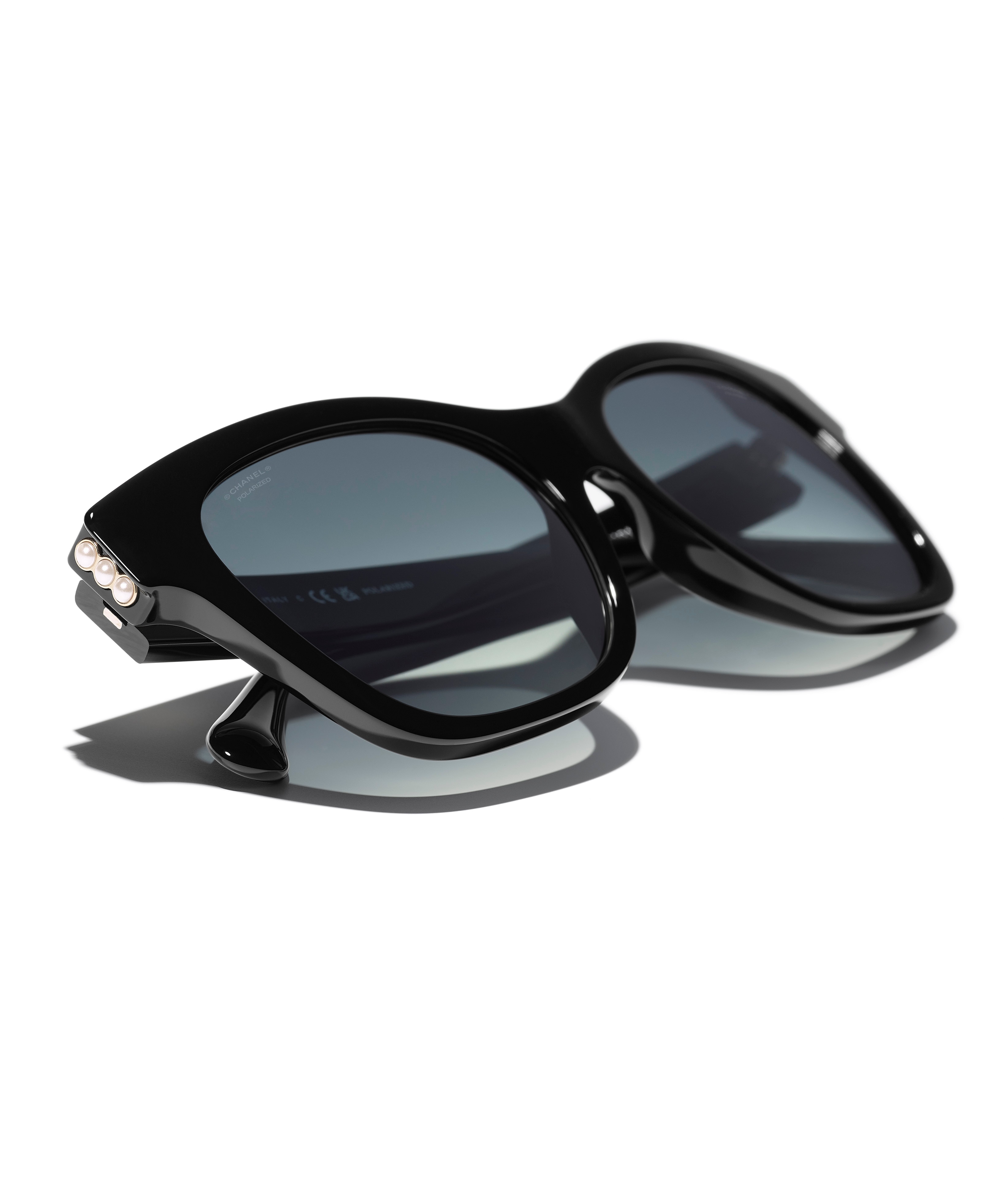 Gafas de sol CH5482H de mujer rectangular en acetato con lente polarizada - CHANEL - Negro Negro-6