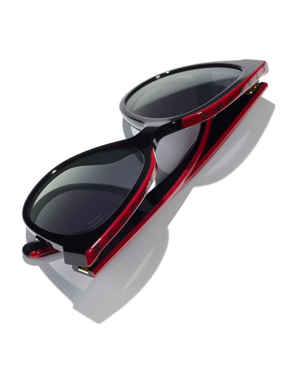 Gafas de sol CH5414 de mujer ovalada en acetato con lente polarizada - CHANEL - Negro Negro-4
